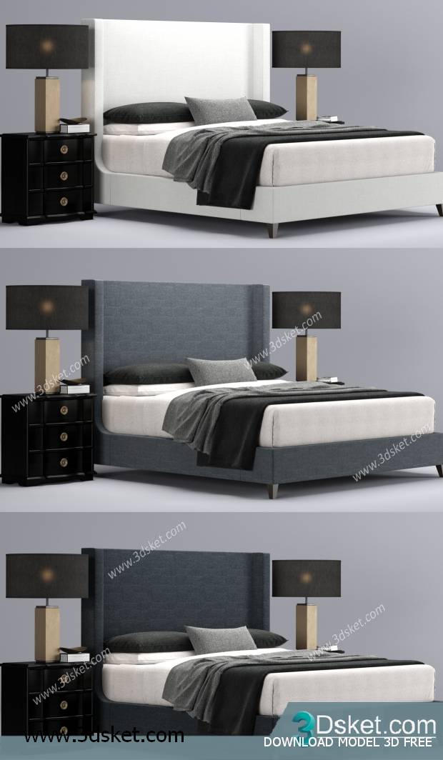3D Model Bed Free Download Giường 345