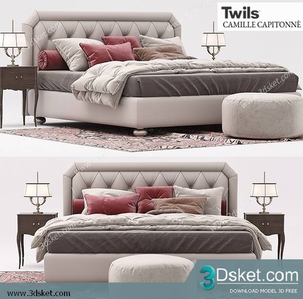 3D Model Bed Free Download Giường 406