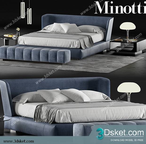 3D Model Bed Free Download Giường 407