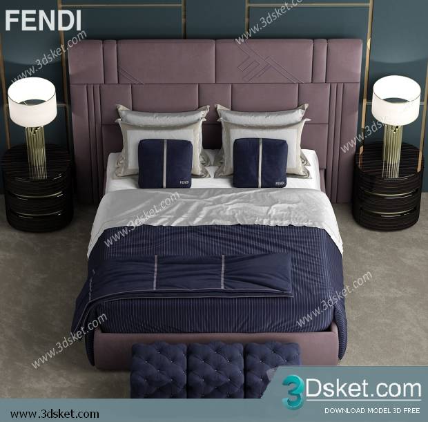 3D Model Bed Free Download Giường 435