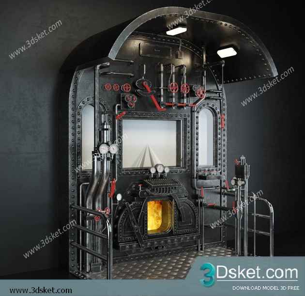 3D Model Fireplace Free Download 013