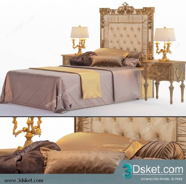 3D Model Bed Free Download Giường 443