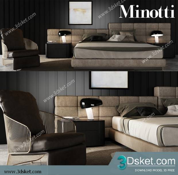 3D Model Bed Free Download Giường 444