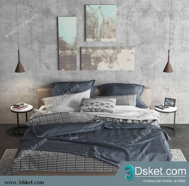 3D Model Bed Free Download Giường 445