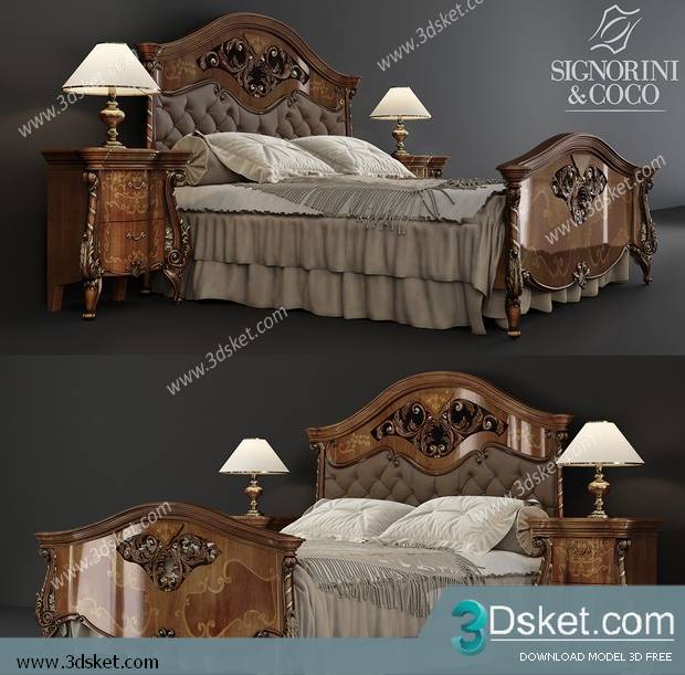 3D Model Bed Free Download Giường 447