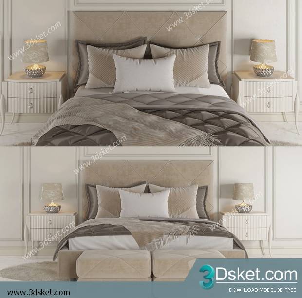 3D Model Bed Free Download Giường 453