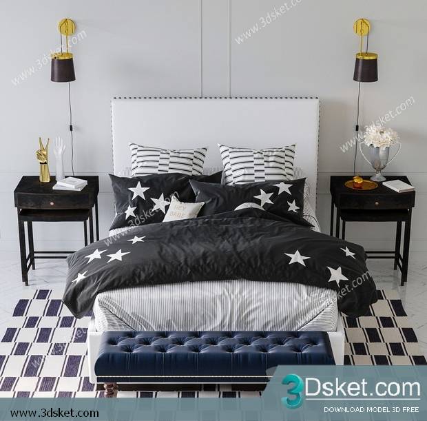 3D Model Bed Free Download Giường 457