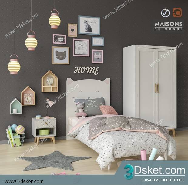 3D Model Bed Free Download Giường 462