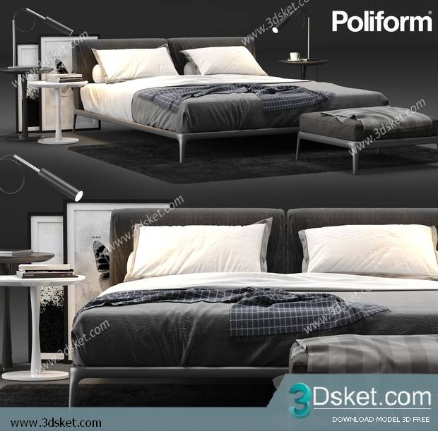 3D Model Bed Free Download Giường 480