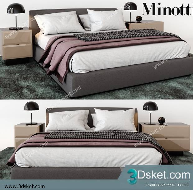 3D Model Bed Free Download Giường 481