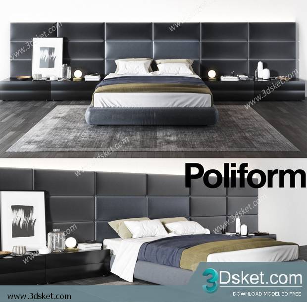 3D Model Bed Free Download Giường 484