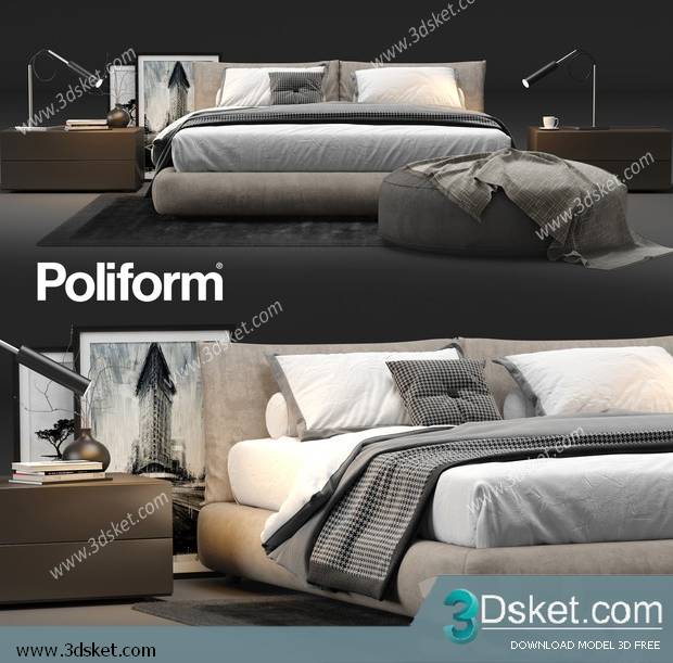 3D Model Bed Free Download Giường 485