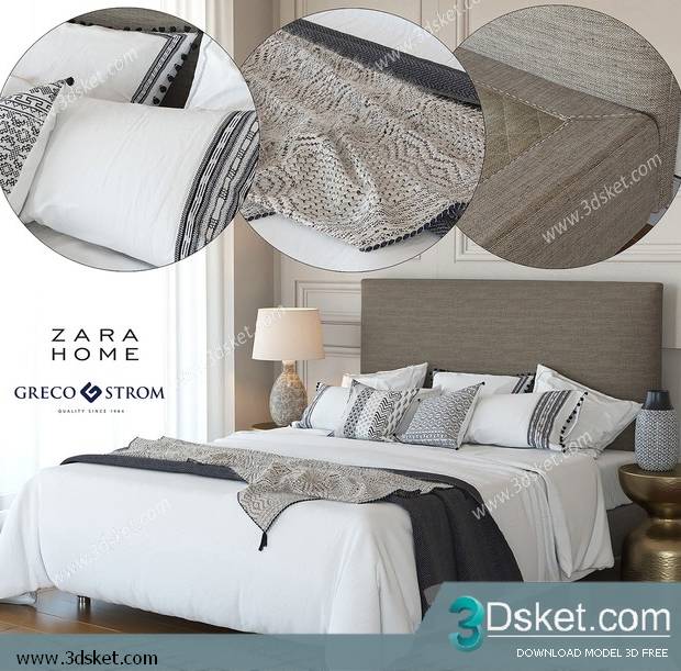 3D Model Bed Free Download Giường 486
