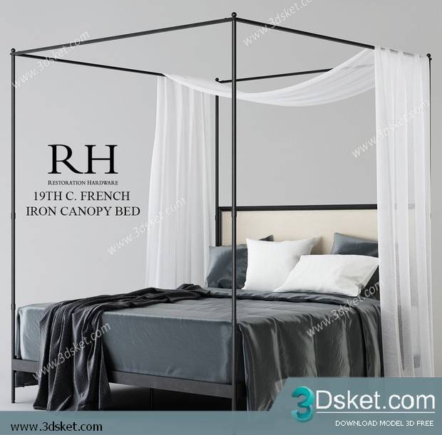 3D Model Bed Free Download Giường 487