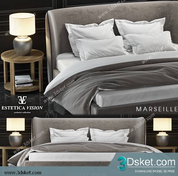 3D Model Bed Free Download Giường 493