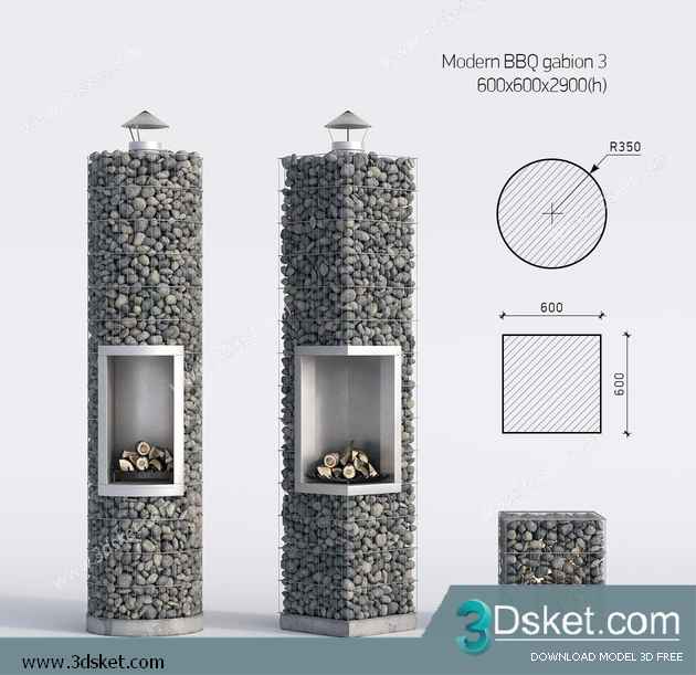 3D Model Fireplace Free Download 014