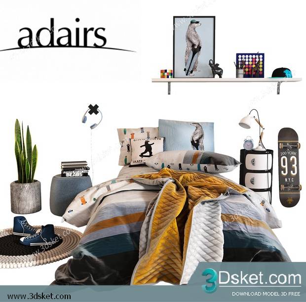 3D Model Bed Free Download Giường 498