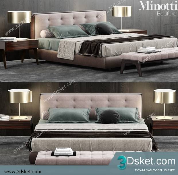 3D Model Bed Free Download Giường 499