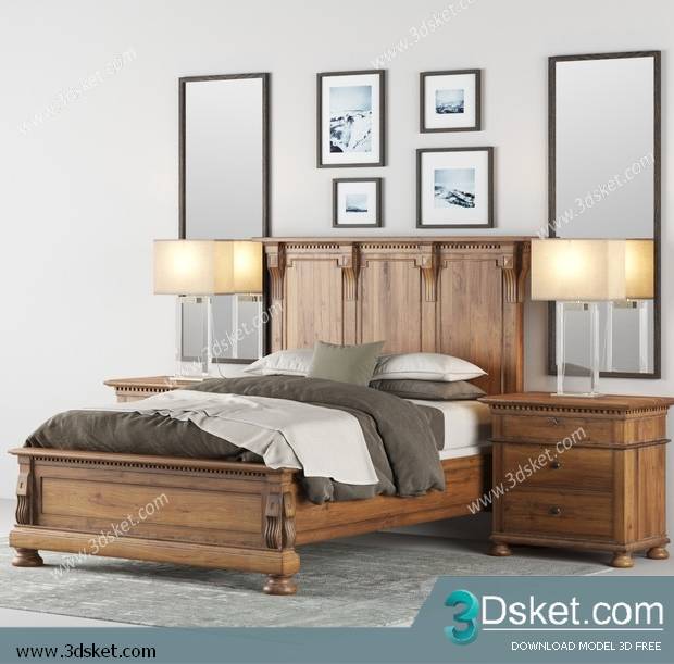 3D Model Bed Free Download Giường 501