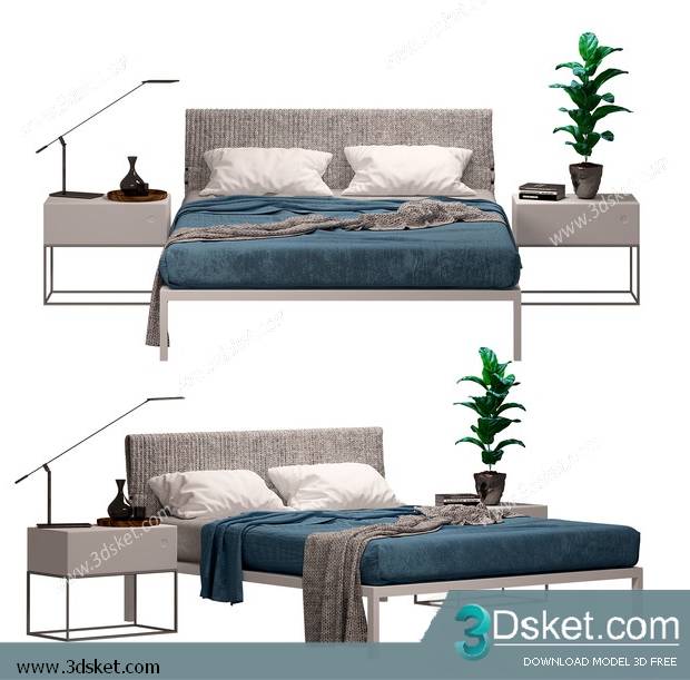 3D Model Bed Free Download Giường 502