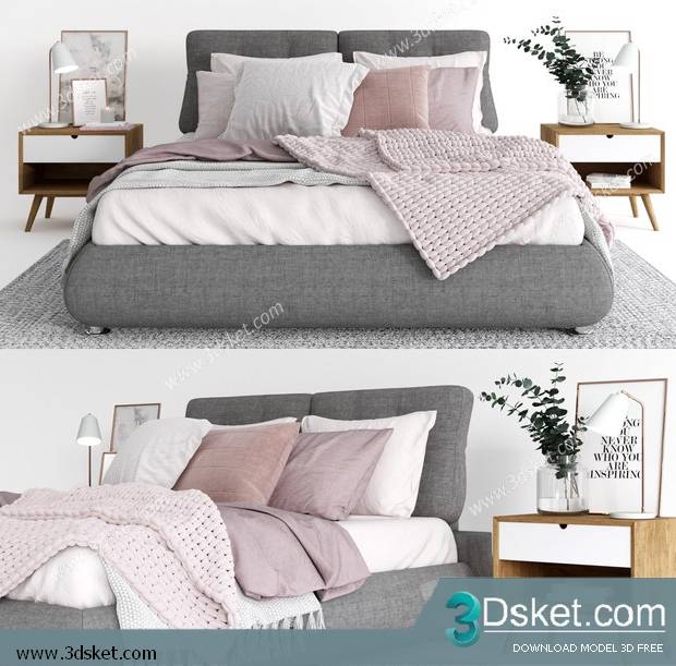 3D Model Bed Free Download Giường 503