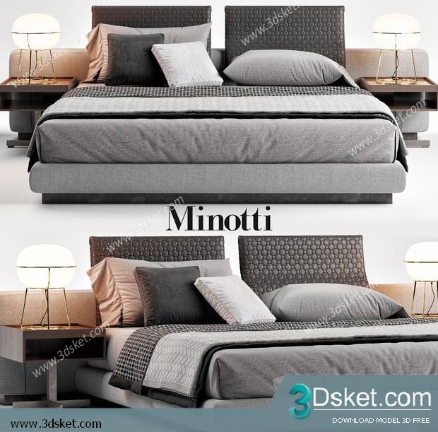 3D Model Bed Free Download Giường 504