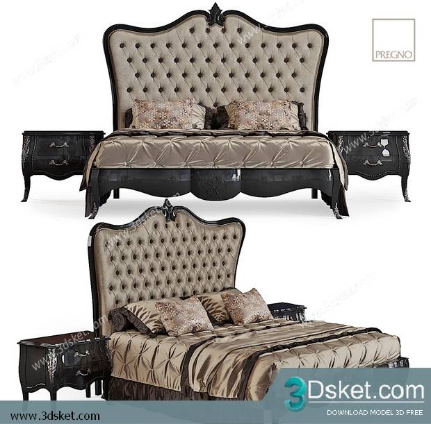 3D Model Bed Free Download Giường 506