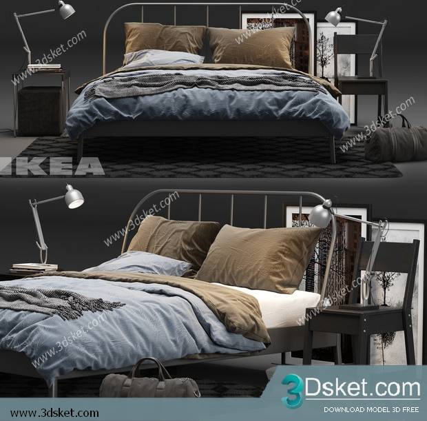 3D Model Bed Free Download Giường 507
