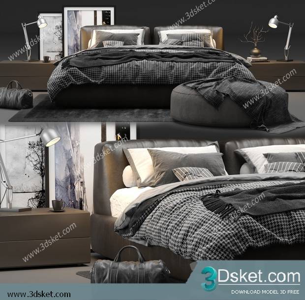 3D Model Bed Free Download Giường 508