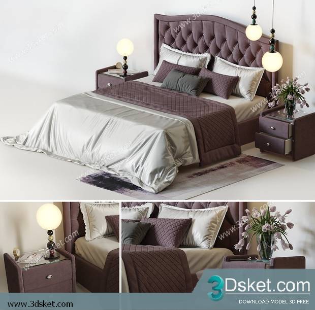 3D Model Bed Free Download Giường 509