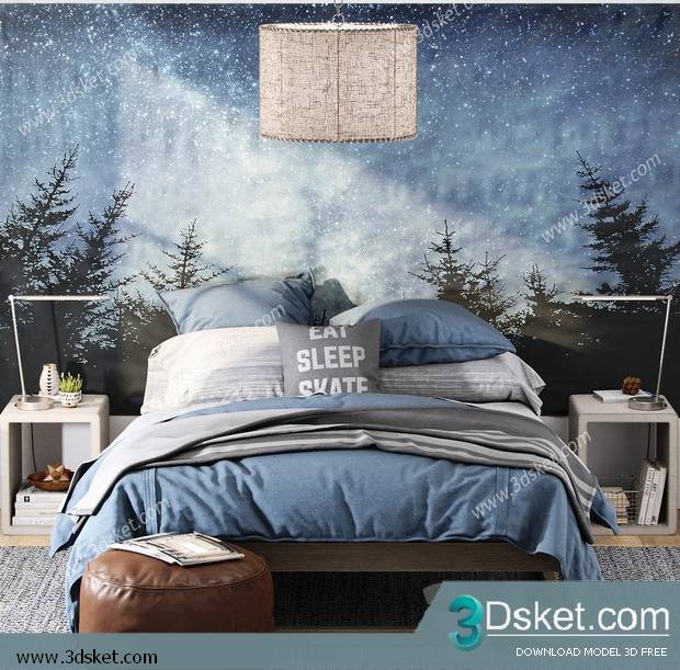 3D Model Bed Free Download Giường 515