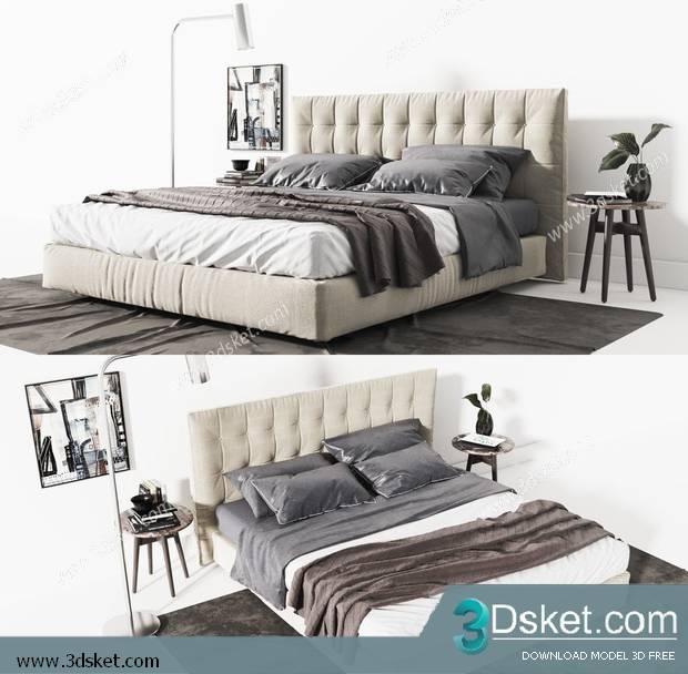 3D Model Bed Free Download Giường 517