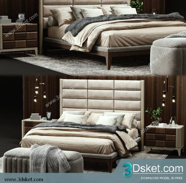 3D Model Bed Free Download Giường 519