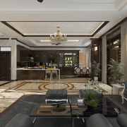 3D Interior Model Kitchen Living room 002 Scene 3dsmax