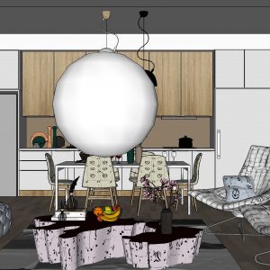 3D Interior Model Kitchen Living room 033 Scene 3dsmax