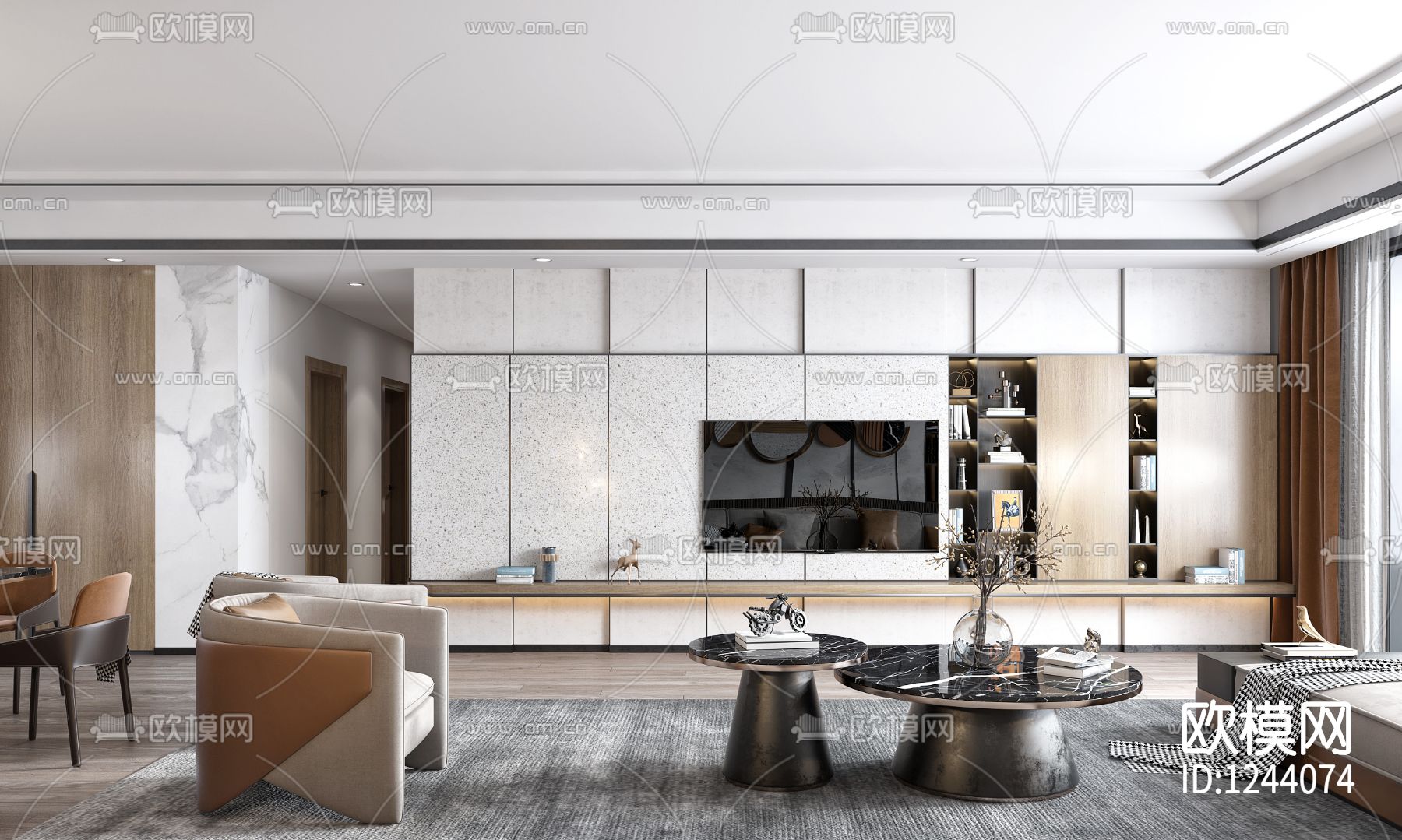 3D Interior Model Kitchen Living room 0237 Scene 3dsmax