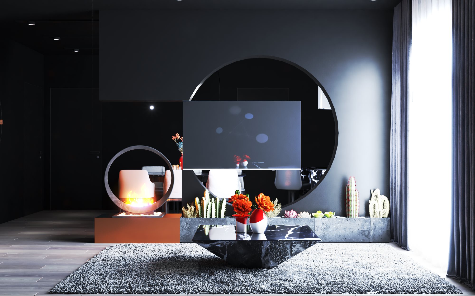 3D Interior Model Kitchen Living room 0238 Scene 3dsmax