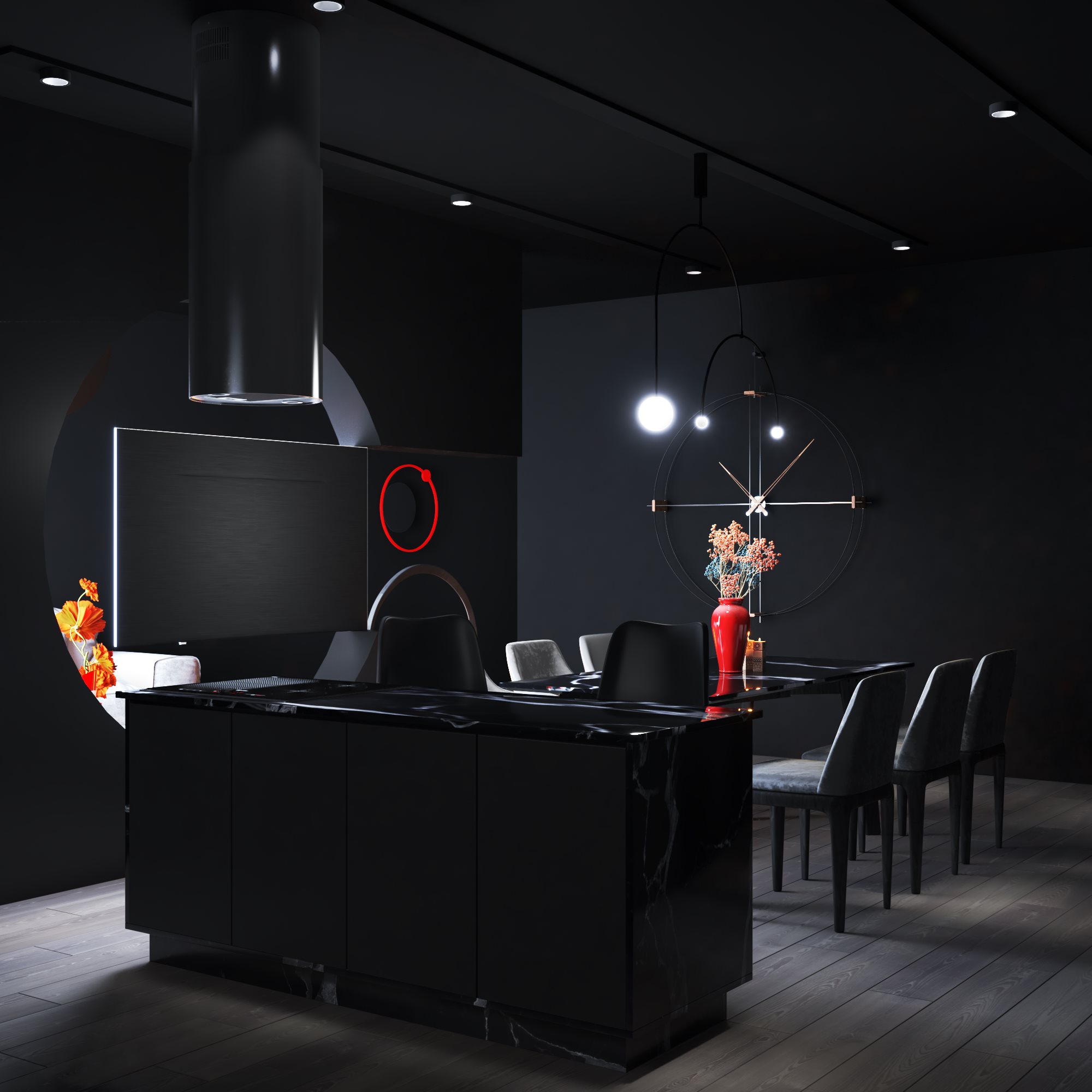 3D Interior Model Kitchen Living room 0238 Scene 3dsmax