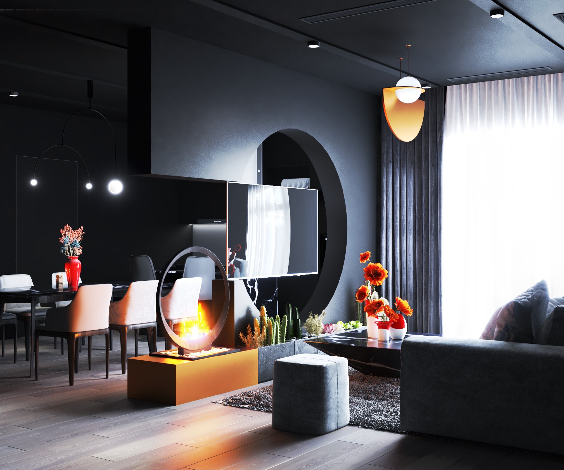 3D Interior Model Kitchen Living room 0238 Scene 3dsmax