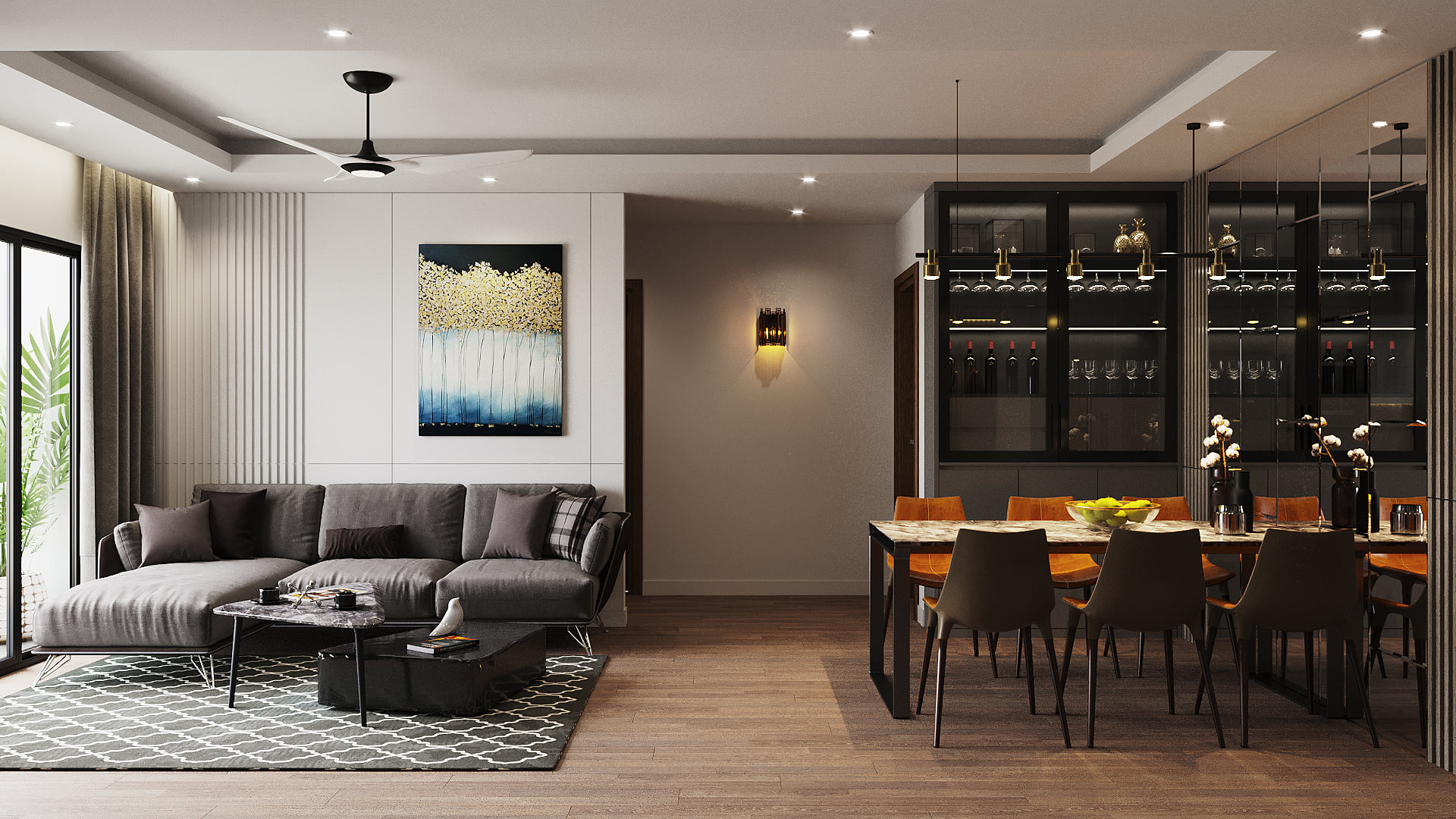 3D Interior Model Kitchen Living room 0246 Scene 3dsmax