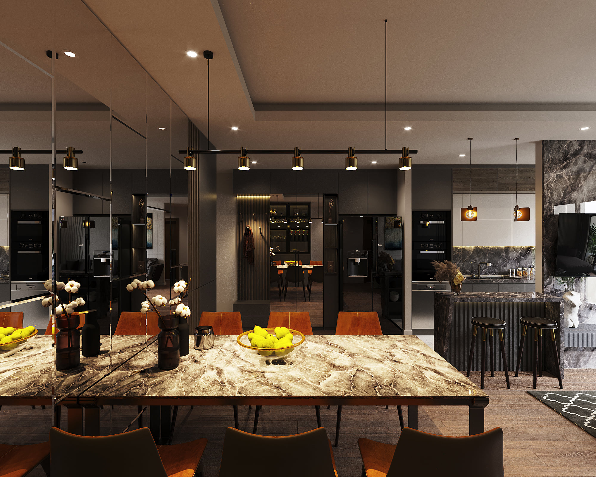 3D Interior Model Kitchen Living room 0246 Scene 3dsmax