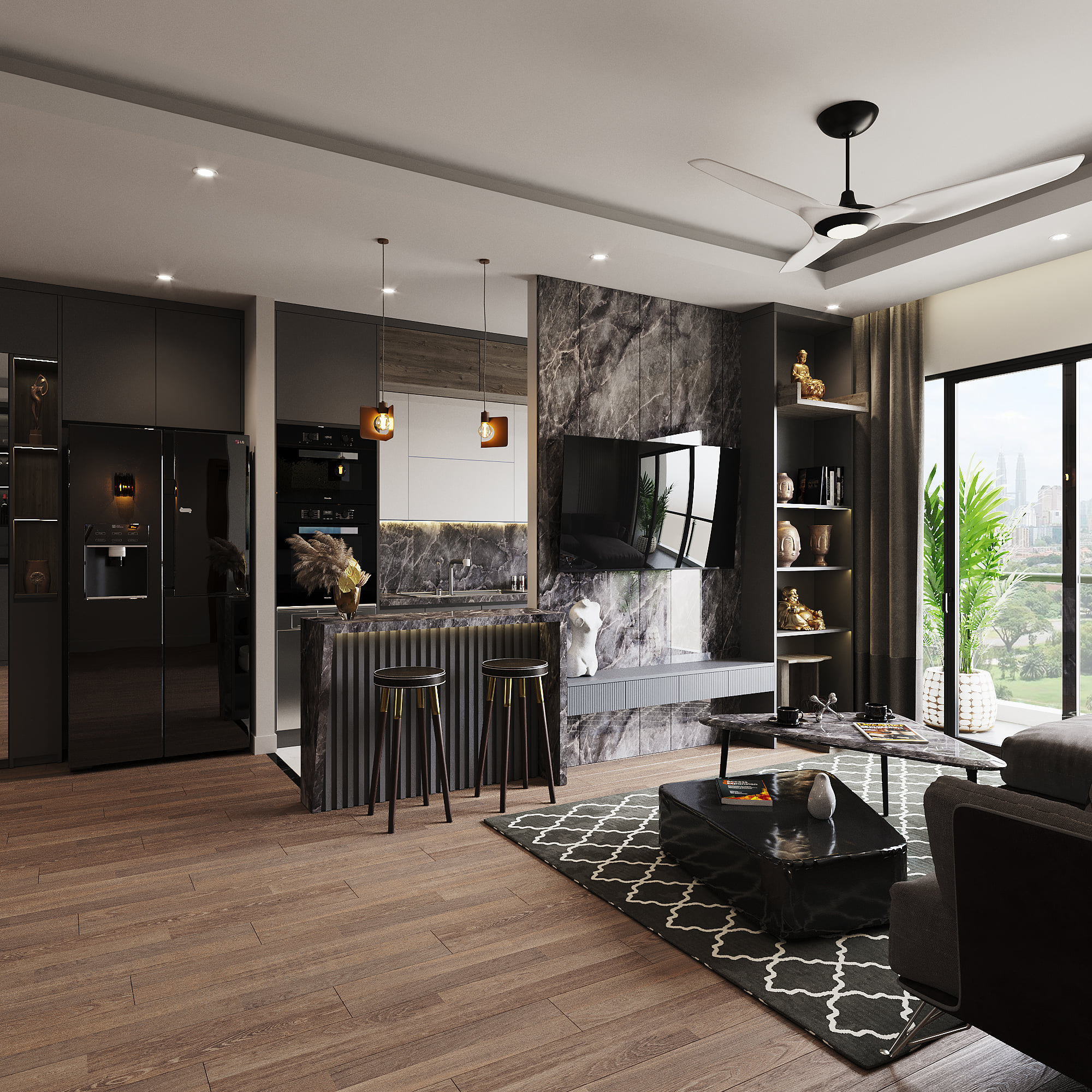 3D Interior Model Kitchen Living room 0246 Scene 3dsmax