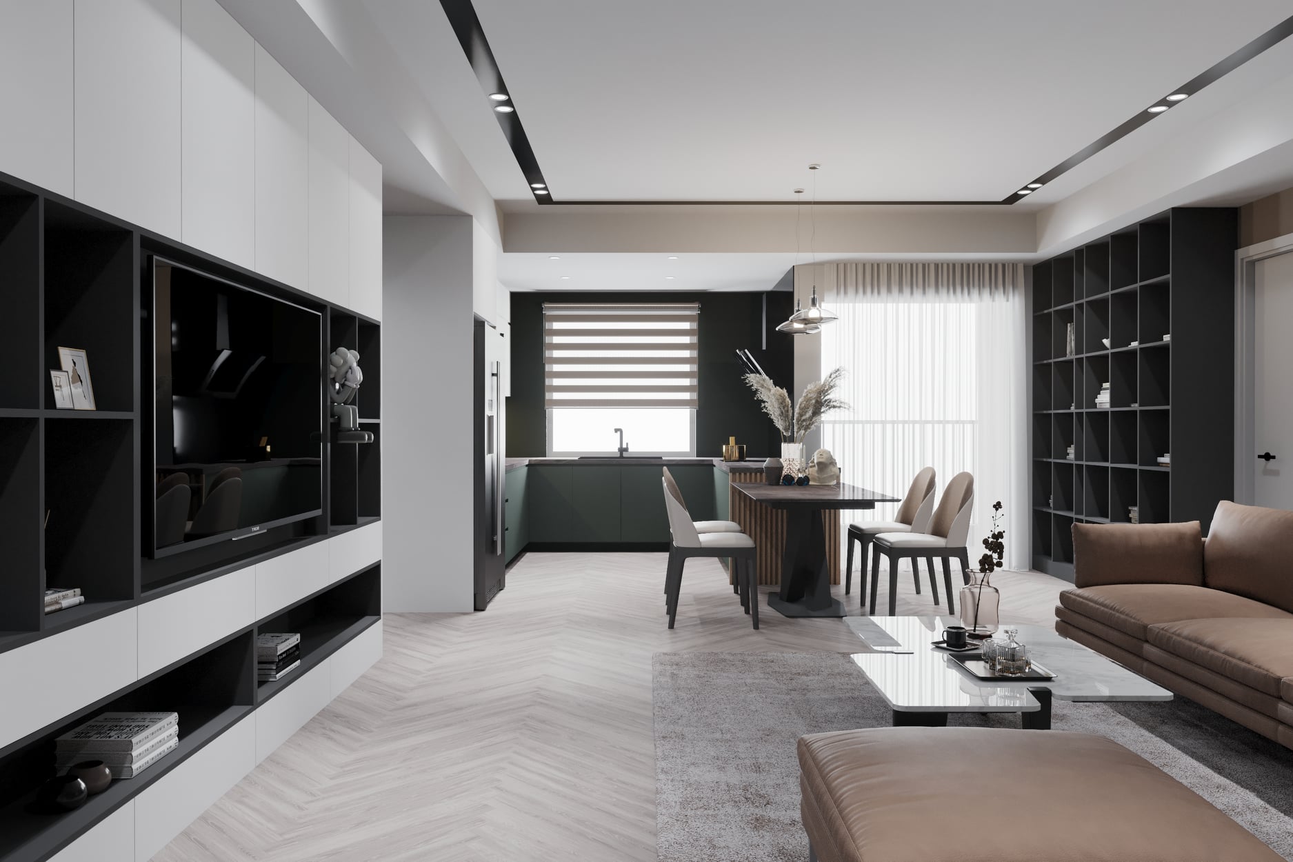 3D Interior Model Kitchen Living room 0247 Scene 3dsmax