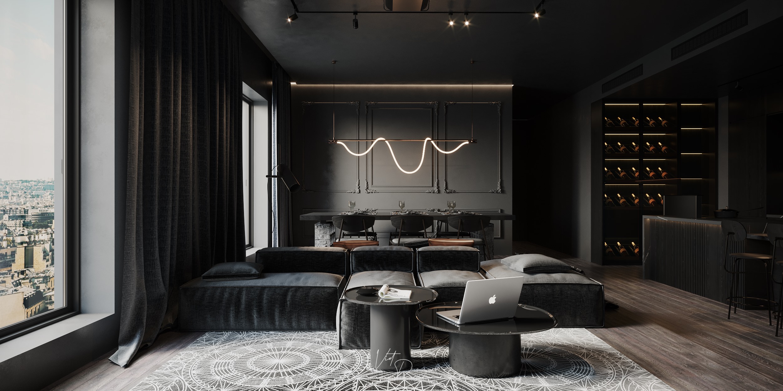 3D Interior Model Kitchen Living room 0248 Scene 3dsmax