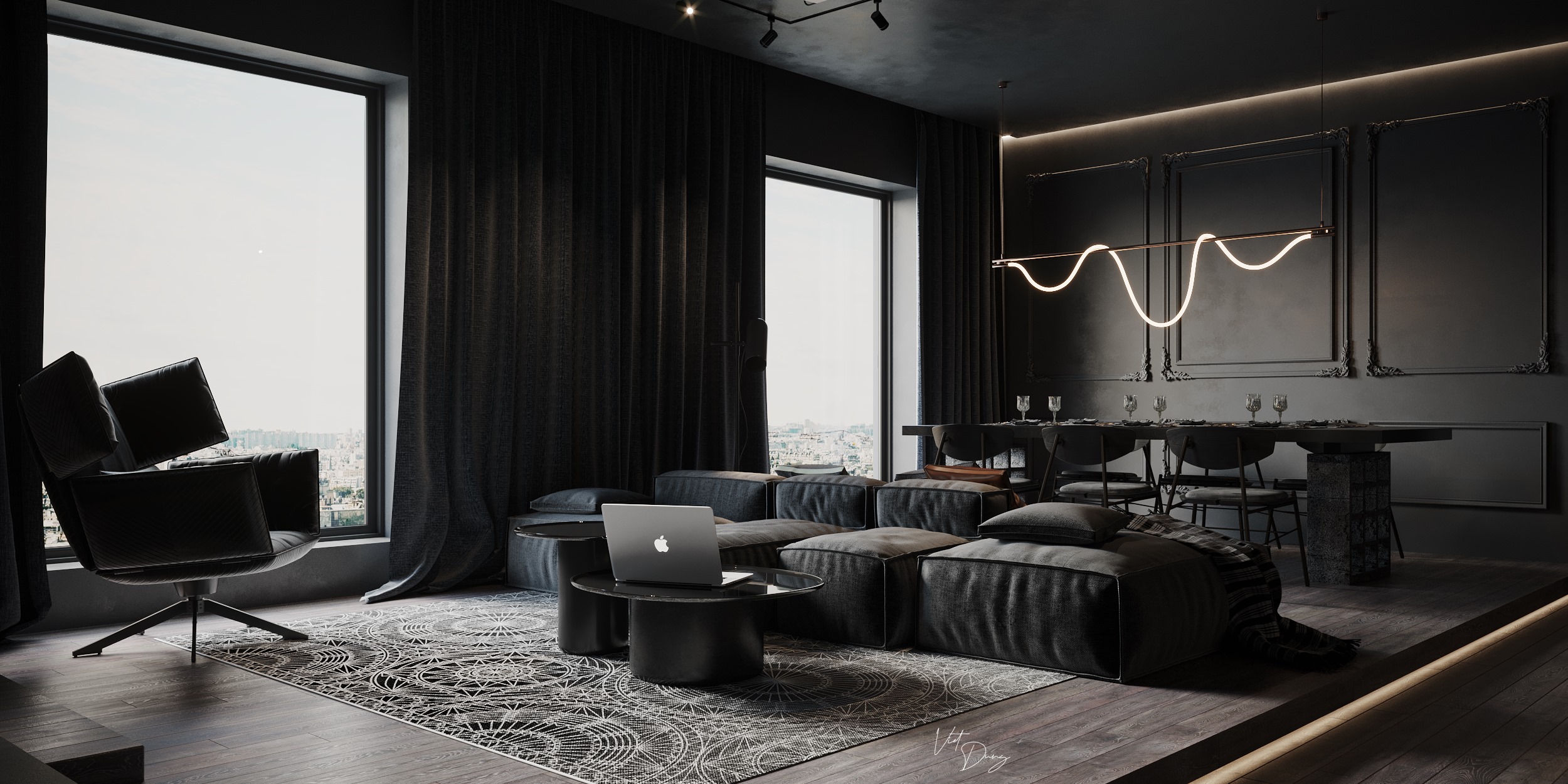 3D Interior Model Kitchen Living room 0248 Scene 3dsmax