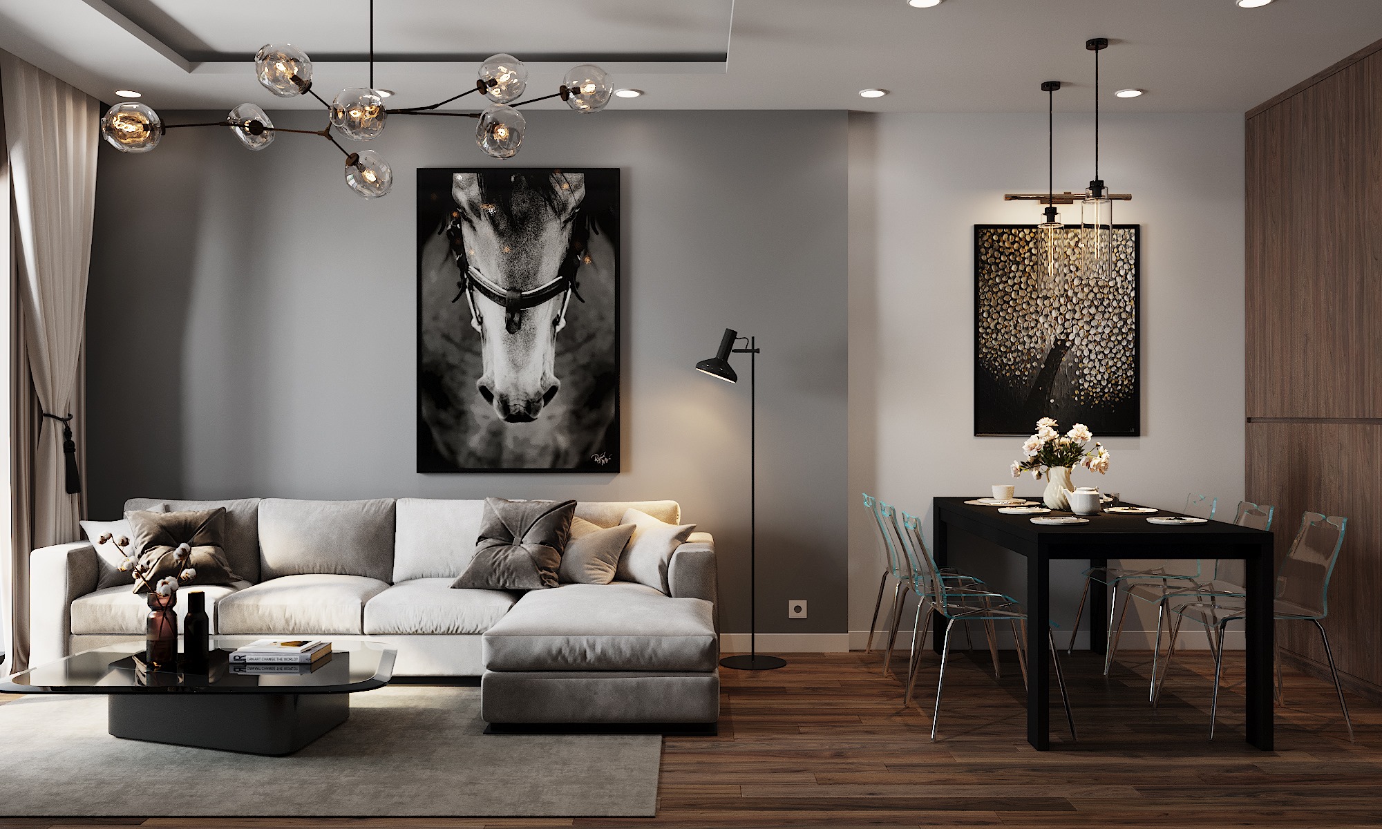 3D Interior Model Kitchen Living room 0251 Scene 3dsmax