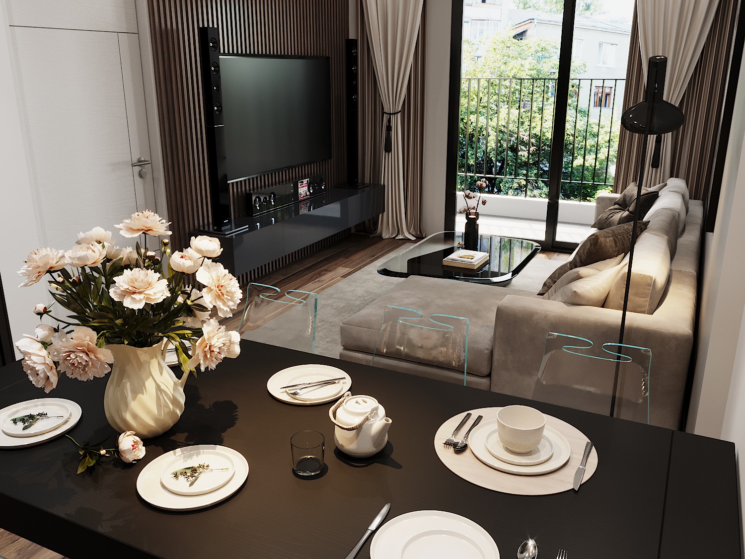 3D Interior Model Kitchen Living room 0251 Scene 3dsmax