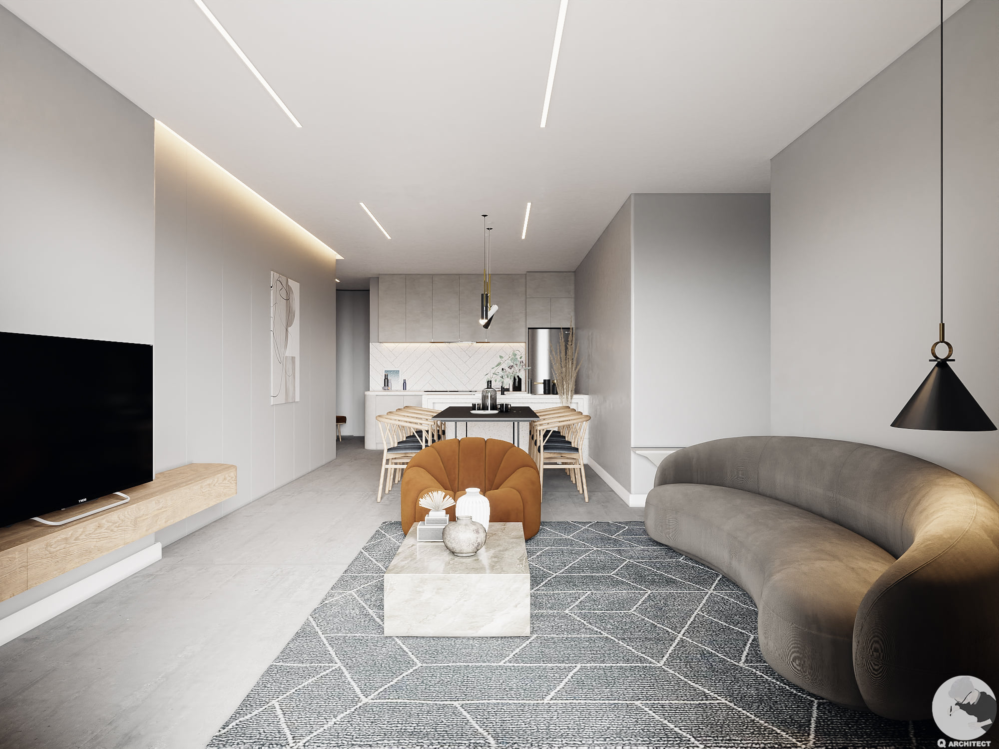 3D Interior Model Kitchen Living room 0253 Scene 3dsmax