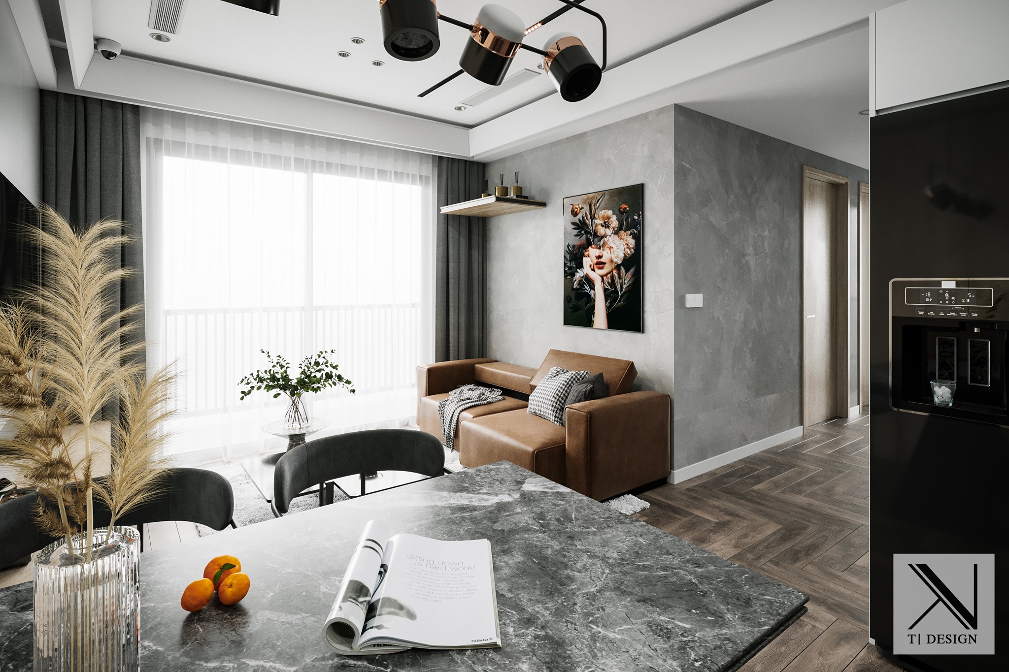 3D Interior Model Kitchen Living room 0254 Scene 3dsmax