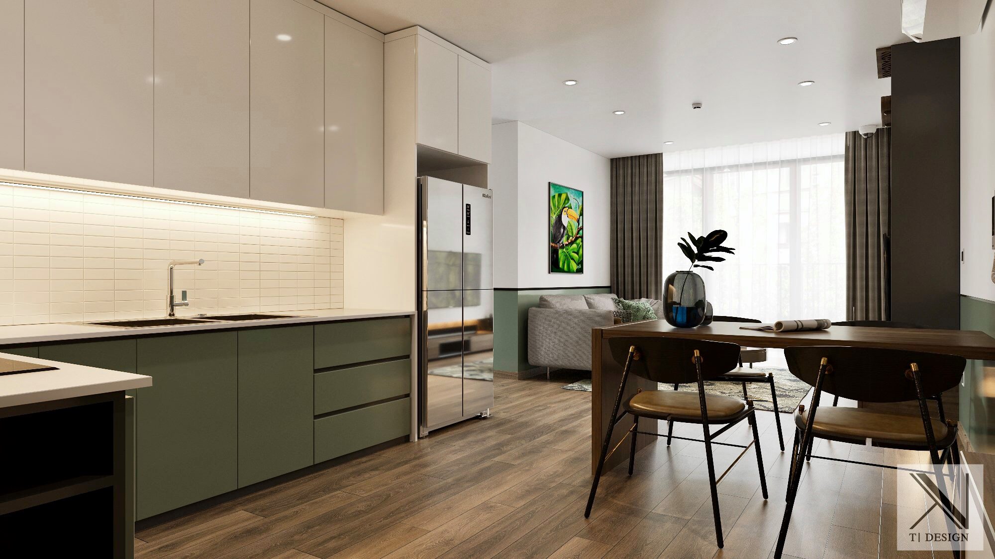 3D Interior Model Kitchen Living room 0257 Scene 3dsmax